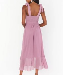 Show Me Your Mumu New Mu Claire Midi Dress ~ Antique Rose Chiffon