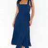 Show Me Your Mumu Claire Midi Dress ~ Rich Navy Crisp New Mu