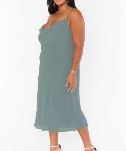 Show Me Your Mumu Verona Cowl Dress ~ Deep Sage Chiffon