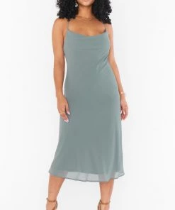Show Me Your Mumu Verona Cowl Dress ~ Deep Sage Chiffon