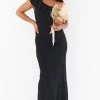 Show Me Your Mumu Wedding Guest Dresses Florentine Maxi Dress ~ Black Stretch