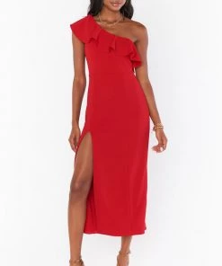 Show Me Your Mumu Florentine Midi Dress ~ Red Stretch
