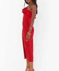Show Me Your Mumu Florentine Midi Dress ~ Red Stretch