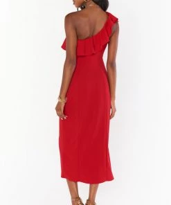 Show Me Your Mumu Florentine Midi Dress ~ Red Stretch