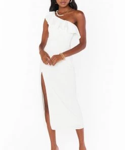 Show Me Your Mumu Florentine Midi Dress ~ White Stretch New Mu