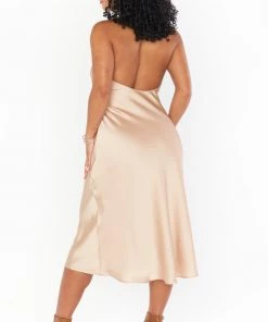 Show Me Your Mumu New Mu Jasmine Halter Midi Dress ~ Champagne Luxe Satin 9 Show Me Your Mumu New Mu Jasmine Halter Midi Dress ~ Champagne Luxe Satin