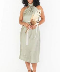 Show Me Your Mumu Jasmine Halter Midi Dress ~ Moss Green Luxe Satin 10 Show Me Your Mumu Jasmine Halter Midi Dress ~ Moss Green Luxe Satin