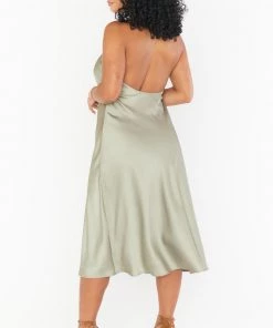 Show Me Your Mumu Jasmine Halter Midi Dress ~ Moss Green Luxe Satin 9 Show Me Your Mumu Jasmine Halter Midi Dress ~ Moss Green Luxe Satin
