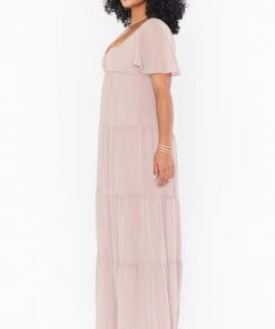 Show Me Your Mumu Nicole Maxi Dress ~ Soft Beige Chiffon Bridesmaids Dresses