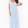 Show Me Your Mumu Nicole Maxi Dress ~ Steel Blue Chiffon Bridesmaids Dresses
