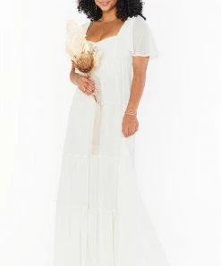Show Me Your Mumu Bridesmaids Dresses Nicole Maxi Dress ~ Wedding Cake Chiffon