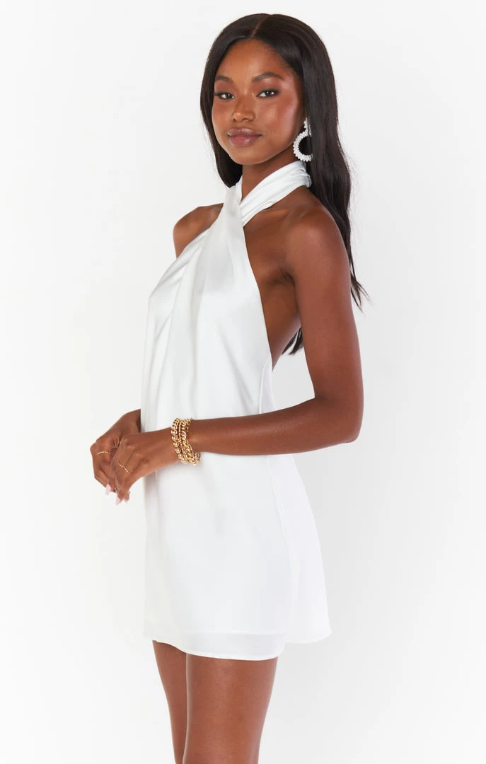 Show Me Your Mumu Jasmine Halter Mini Dress ~ Ivory Luxe Satin 5 Show Me Your Mumu Jasmine Halter Mini Dress ~ Ivory Luxe Satin