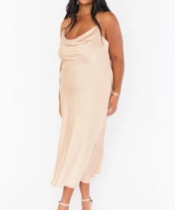Show Me Your Mumu Verona Cowl Dress ~ Champagne Luxe Satin