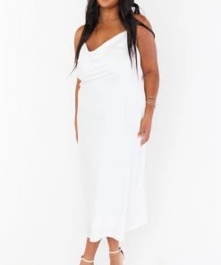 Show Me Your Mumu Verona Cowl Dress ~ Ivory Luxe Satin Dresses