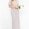 Show Me Your Mumu Bridesmaids Dresses Emily Empire Maxi Dress ~ Dove Grey Chiffon