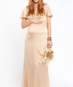 Show Me Your Mumu Rome Twist Gown ~ Champagne Luxe Satin