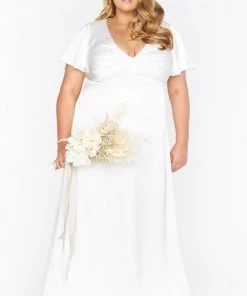 Show Me Your Mumu Dresses Rome Twist Gown ~ Ivory Luxe Satin