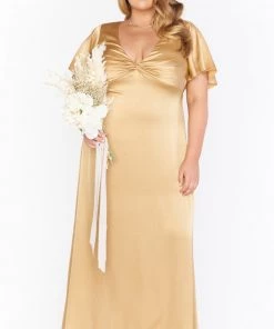 Show Me Your Mumu Rome Twist Gown ~ True Gold Luxe Satin Dresses 26 Show Me Your Mumu Rome Twist Gown ~ True Gold Luxe Satin Dresses