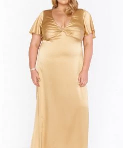 Show Me Your Mumu Rome Twist Gown ~ True Gold Luxe Satin Dresses 29 Show Me Your Mumu Rome Twist Gown ~ True Gold Luxe Satin Dresses