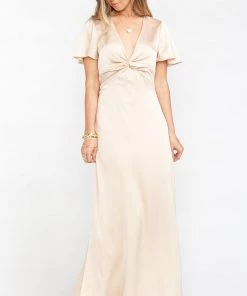 Show Me Your Mumu Rome Twist Gown ~ Champagne Luxe Satin