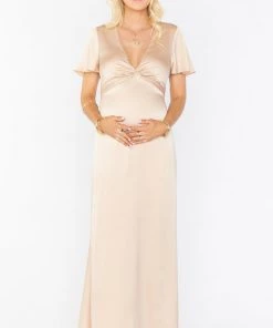 Show Me Your Mumu Rome Twist Gown ~ Champagne Luxe Satin