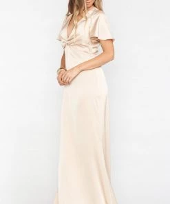 Show Me Your Mumu Rome Twist Gown ~ Champagne Luxe Satin