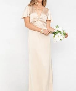 Show Me Your Mumu Rome Twist Gown ~ Champagne Luxe Satin