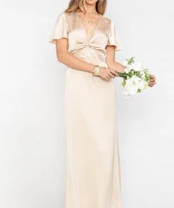 Show Me Your Mumu Rome Twist Gown ~ Champagne Luxe Satin