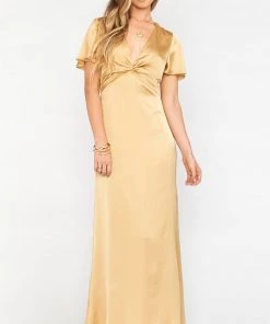 Show Me Your Mumu Rome Twist Gown ~ True Gold Luxe Satin Dresses 20 Show Me Your Mumu Rome Twist Gown ~ True Gold Luxe Satin Dresses