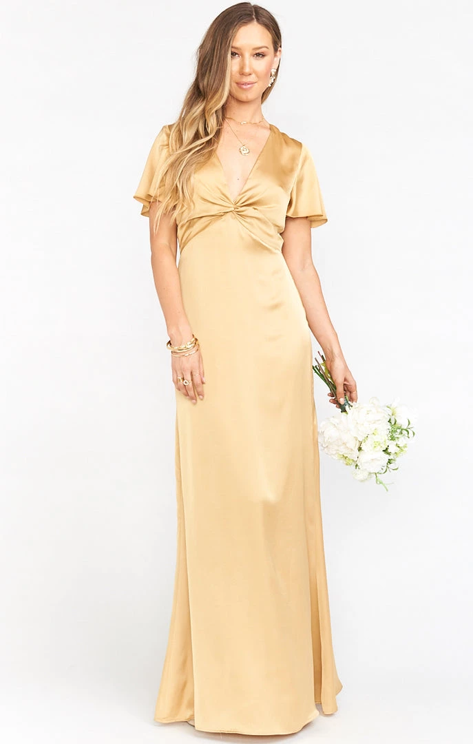 Show Me Your Mumu Rome Twist Gown ~ True Gold Luxe Satin Dresses 3 Show Me Your Mumu Rome Twist Gown ~ True Gold Luxe Satin Dresses