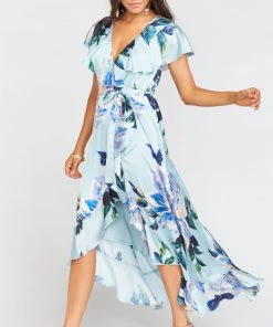 Show Me Your Mumu Dresses Jess Ruffle Midi Dress ~ Mint To Be Floral