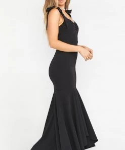 Show Me Your Mumu Dresses Barcelona Ruffle Gown ~ Black Stretch Crepe
