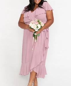 Show Me Your Mumu Dresses Jess Ruffle Midi Dress ~ Antique Rose Chiffon