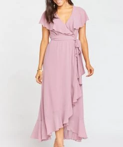 Show Me Your Mumu Dresses Jess Ruffle Midi Dress ~ Antique Rose Chiffon