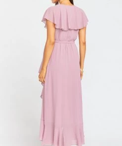 Show Me Your Mumu Dresses Jess Ruffle Midi Dress ~ Antique Rose Chiffon