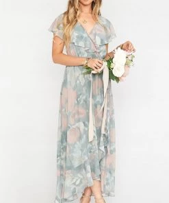 Show Me Your Mumu Dresses Jess Ruffle Midi Dress ~ Sage I Do Floral