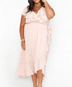 Show Me Your Mumu Jess Ruffle Midi Dress ~ Dusty Blush Crisp Dresses