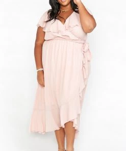 Show Me Your Mumu Jess Ruffle Midi Dress ~ Dusty Blush Crisp Dresses