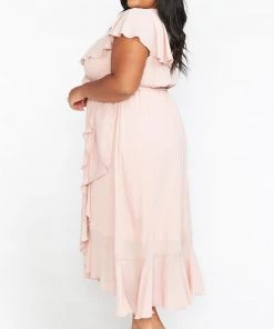 Show Me Your Mumu Jess Ruffle Midi Dress ~ Dusty Blush Crisp Dresses