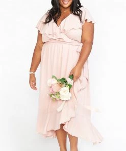 Show Me Your Mumu Jess Ruffle Midi Dress ~ Dusty Blush Crisp Dresses