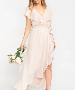 Show Me Your Mumu Jess Ruffle Midi Dress ~ Dusty Blush Crisp Dresses