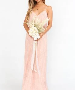 Show Me Your Mumu Wedding Guest Dresses Victoria Maxi Dress ~ Dusty Blush Beaded