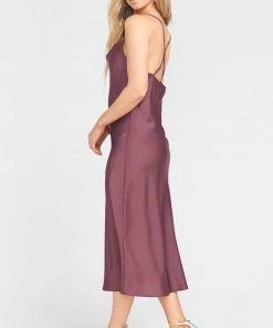 Show Me Your Mumu Verona Cowl Dress ~ Dusty Plum Luxe Satin Dresses