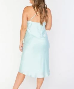 Show Me Your Mumu New Mu Verona Cowl Dress ~ Mint Luxe Satin