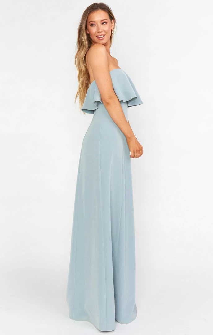 Show Me Your Mumu Monaco Ruffle Gown ~ Silver Sage Stretch Crepe Bridesmaids Dresses 4 Show Me Your Mumu Monaco Ruffle Gown ~ Silver Sage Stretch Crepe Bridesmaids Dresses