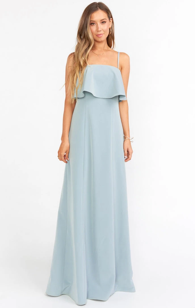 Show Me Your Mumu Monaco Ruffle Gown ~ Silver Sage Stretch Crepe Bridesmaids Dresses 7 Show Me Your Mumu Monaco Ruffle Gown ~ Silver Sage Stretch Crepe Bridesmaids Dresses