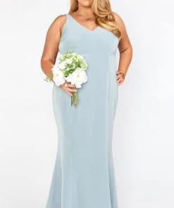 Show Me Your Mumu Bridesmaids Dresses Morgan Gown ~ Silver Sage Stretch Crepe