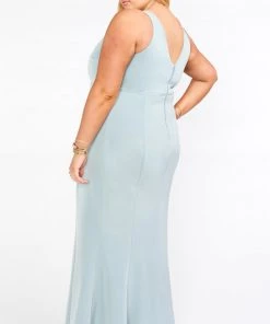 Show Me Your Mumu Bridesmaids Dresses Morgan Gown ~ Silver Sage Stretch Crepe
