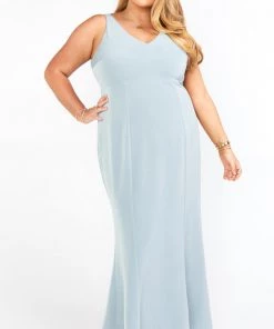Show Me Your Mumu Bridesmaids Dresses Morgan Gown ~ Silver Sage Stretch Crepe