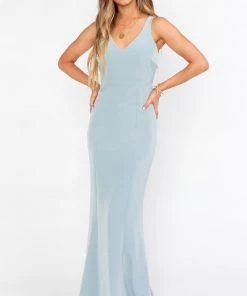 Show Me Your Mumu Bridesmaids Dresses Morgan Gown ~ Silver Sage Stretch Crepe